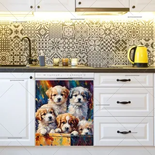 Preview of Cute Puppies in a Box magnet.