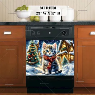 Preview of Kitten in the Christmas Town magnet in Medium size.