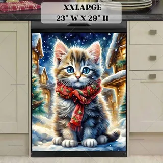 Preview of Kitten in the Christmas Town magnet in XX Large size.