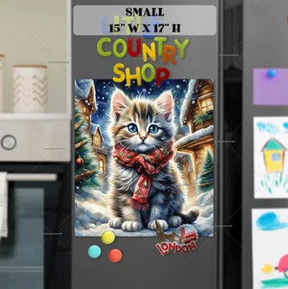 Preview of Kitten in the Christmas Town magnet in Small size.