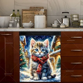 Preview of Kitten in the Christmas Town magnet.