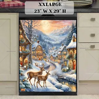 Preview of Christmas Village and Deer magnet in XX Large size.