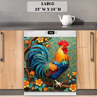 Preview of Beautiful Bohemian Rooster magnet in Large size.