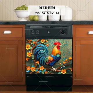 Preview of Beautiful Bohemian Rooster magnet in Medium size.