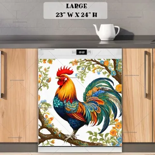 Preview of Beautiful Folklore Rooster magnet in Large size.