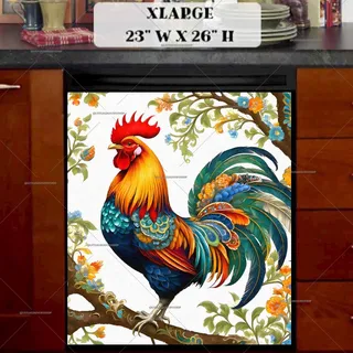 Preview of Beautiful Folklore Rooster magnet in Extra Large size.