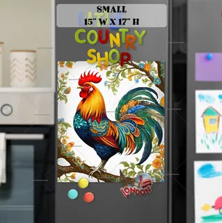 Preview of Beautiful Folklore Rooster magnet in Small size.