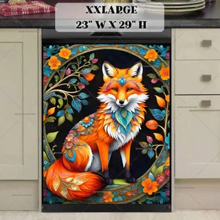 Preview of Colorful Folk Flowers and a Fox magnet in XX Large size.