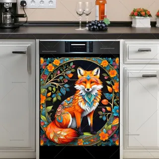 Preview of Colorful Folk Flowers and a Fox magnet.