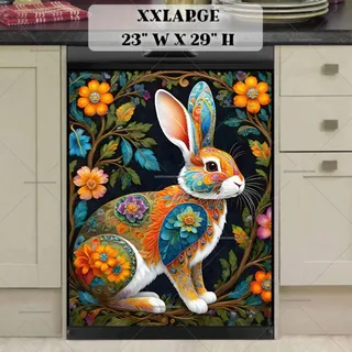 Preview of Colorful Folk Flowers and a Rabbit magnet in XX Large size.