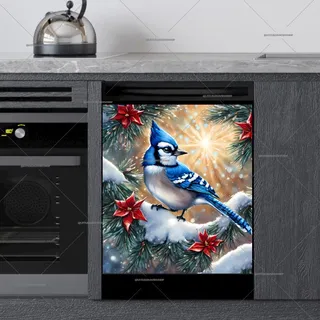 Preview of Blue Jay on a Snowy Pine Tree magnet.