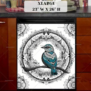 Preview of Folklore Mandala Bird magnet in Extra Large size.