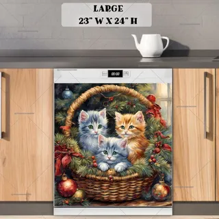 Preview of Christmas Basket with Kittens magnet in Large size.