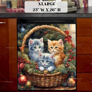 Preview of Christmas Basket with Kittens magnet in Extra Large size.