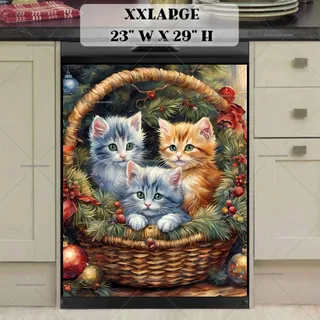 Preview of Christmas Basket with Kittens magnet in XX Large size.