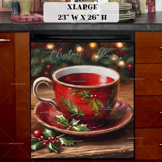 Preview of Christmas Teacup magnet in Extra Large size.