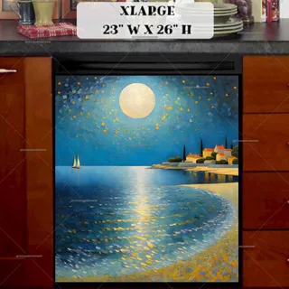 Preview of Seaside Town in the Moonlight magnet in Extra Large size.