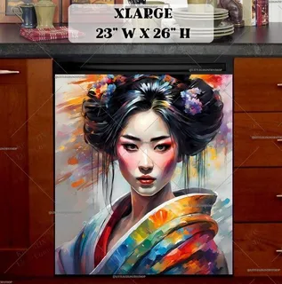 Preview of Beautiful Japanese Geisha magnet in Extra Large size.