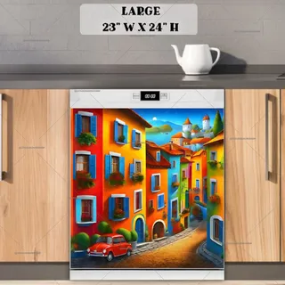 Preview of Colorful Italian Town magnet in Large size.