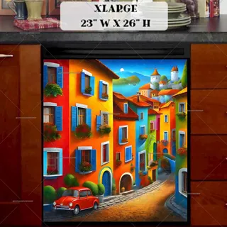 Preview of Colorful Italian Town magnet in Extra Large size.