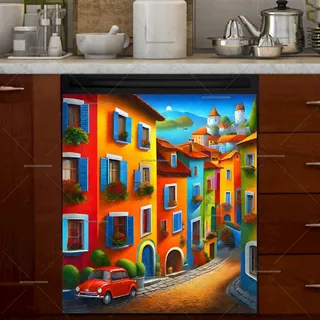 Preview of Colorful Italian Town magnet.