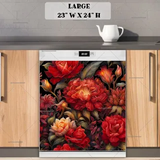 Preview of Gorgeous Red Folklore Flowers magnet in Large size.