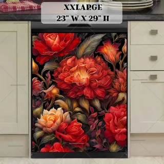 Preview of Gorgeous Red Folklore Flowers magnet in XX Large size.