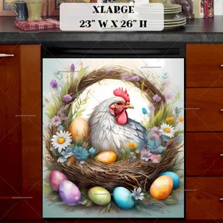 Preview of Easter Chicken in the Basket magnet in Extra Large size.