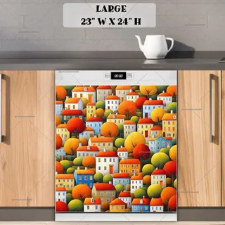 Preview of Cozy Autumn City magnet in Large size.