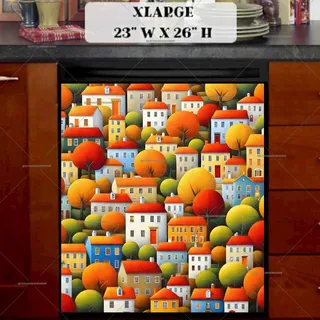 Preview of Cozy Autumn City magnet in Extra Large size.