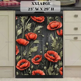 Preview of Poppies on Dark Wood magnet in XX Large size.