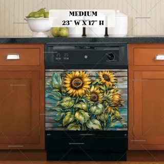 Preview of Rustic Wooden Sunflower Painting magnet in Medium size.