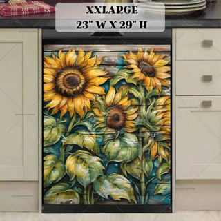 Preview of Rustic Wooden Sunflower Painting magnet in XX Large size.