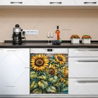 Preview of Rustic Wooden Sunflower Painting magnet.