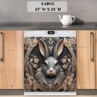 Preview of Grey Rabbit and Flowers magnet in Large size.