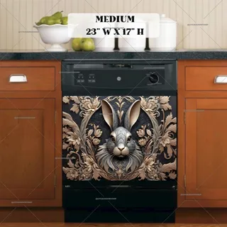 Preview of Grey Rabbit and Flowers magnet in Medium size.