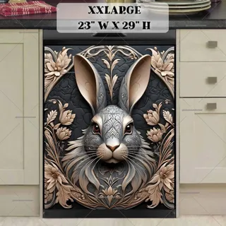 Preview of Grey Rabbit and Flowers magnet in XX Large size.