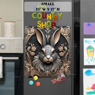 Preview of Grey Rabbit and Flowers magnet in Small size.