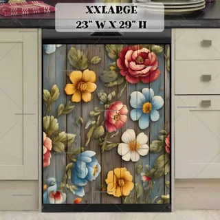 Preview of Cute Flowers on Wooden Background magnet in XX Large size.