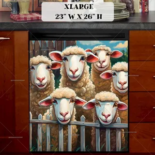 Preview of Cute Sheep Over the Fence magnet in Extra Large size.