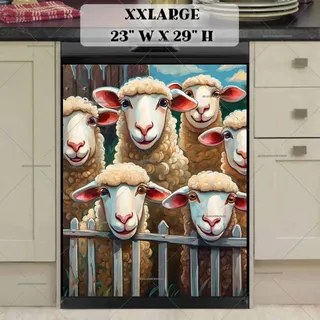 Preview of Cute Sheep Over the Fence magnet in XX Large size.