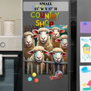 Preview of Cute Sheep Over the Fence magnet in Small size.