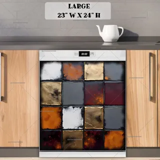 Preview of Modern Abstract Grungy Squares magnet in Large size.