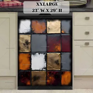 Preview of Modern Abstract Grungy Squares magnet in XX Large size.