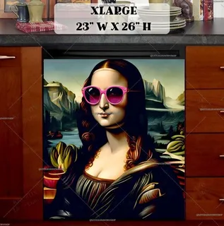 Preview of Mona Lisa in Pink Glasses magnet in Extra Large size.