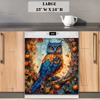 Preview of Pretty Autumn Owl and Pumpkins magnet in Large size.