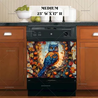 Preview of Pretty Autumn Owl and Pumpkins magnet in Medium size.