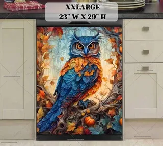 Preview of Pretty Autumn Owl and Pumpkins magnet in XX Large size.