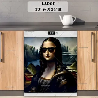 Preview of Mona Lisa in Sunglasses and Leather Coat magnet in Large size.