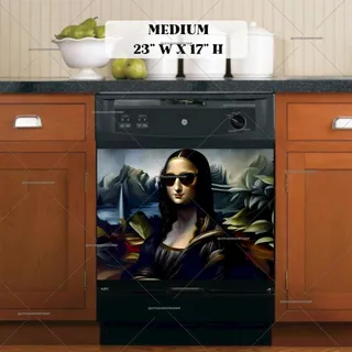 Preview of Mona Lisa in Sunglasses and Leather Coat magnet in Medium size.